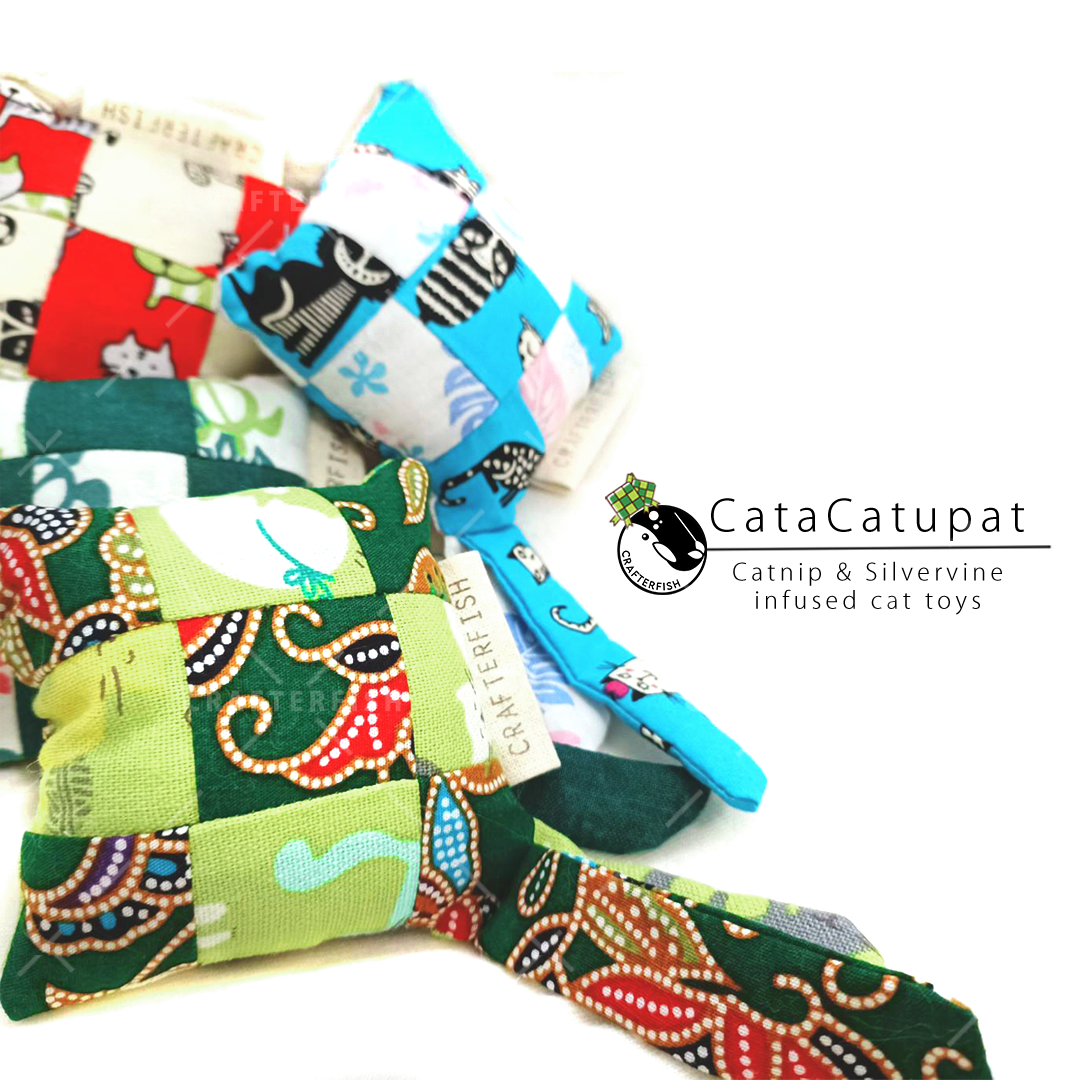 Hari Raya Catupat Cat Toy – Handmade Ketupat with Catnip & Silvervine